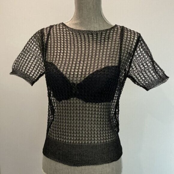 ZARA Black Mesh T-shirt - Picture 5 of 15